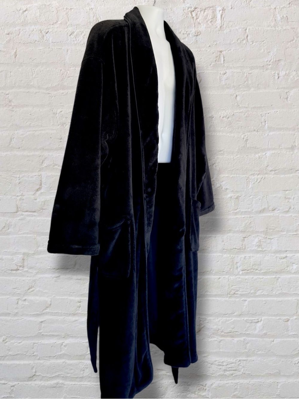 Polo Ralph Lauren Men’s Plush Fleece Bath Robe L/XL Black Red Pony Logo - Picture 7 of 9